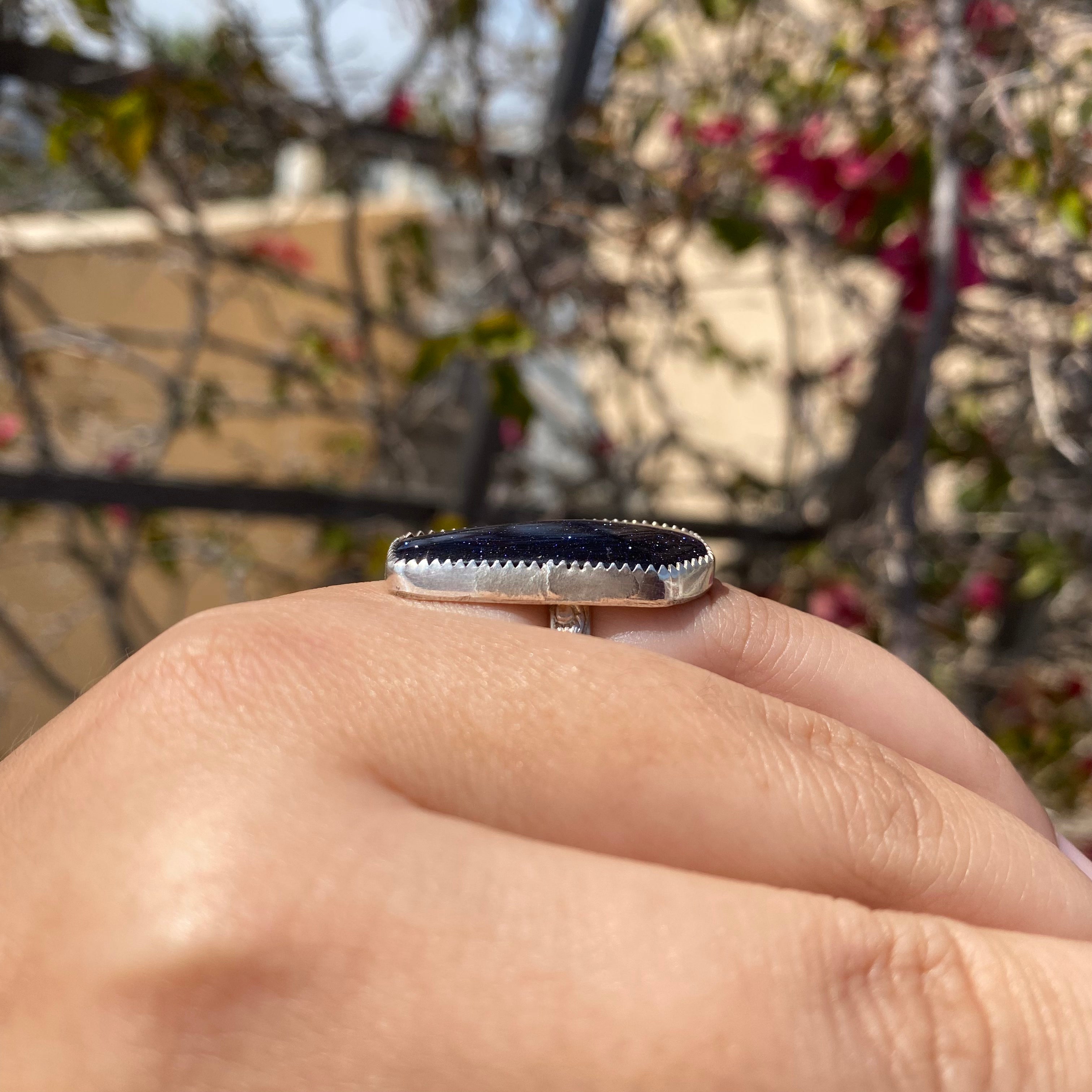 Goldstone Coffin Ring - Size 7