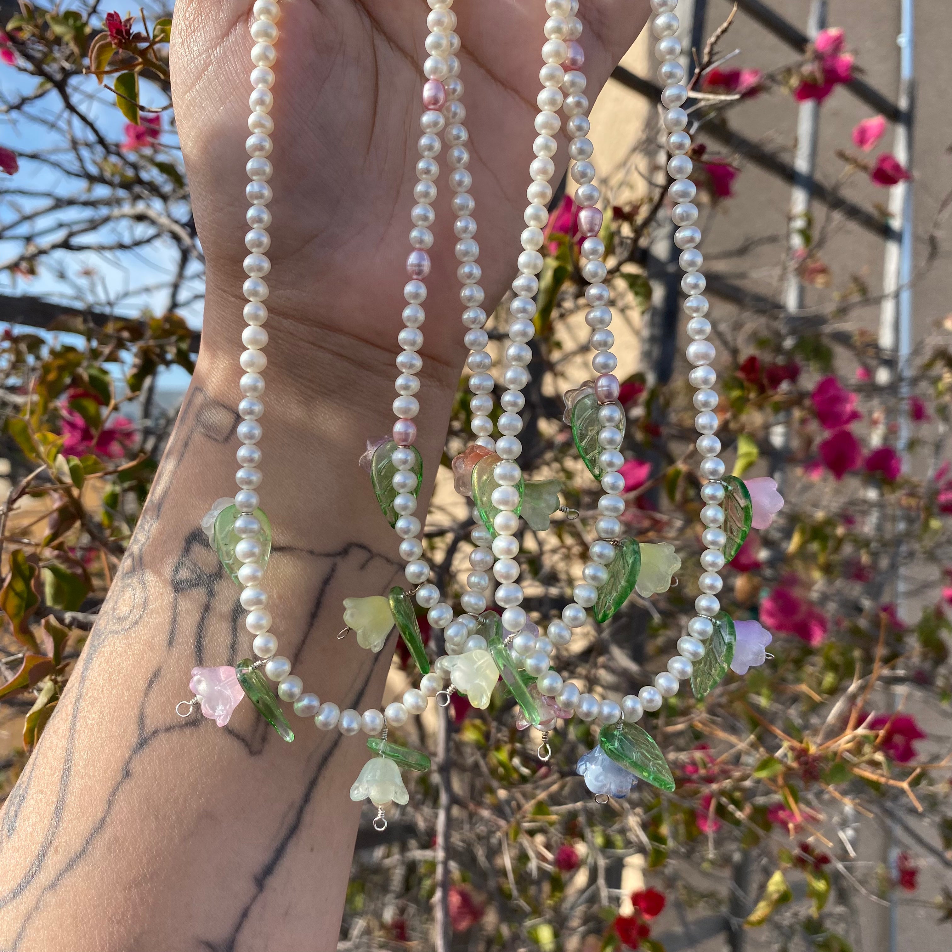 Flower Garden Pearl Necklaces
