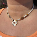 Brown Floral Pearl Necklace