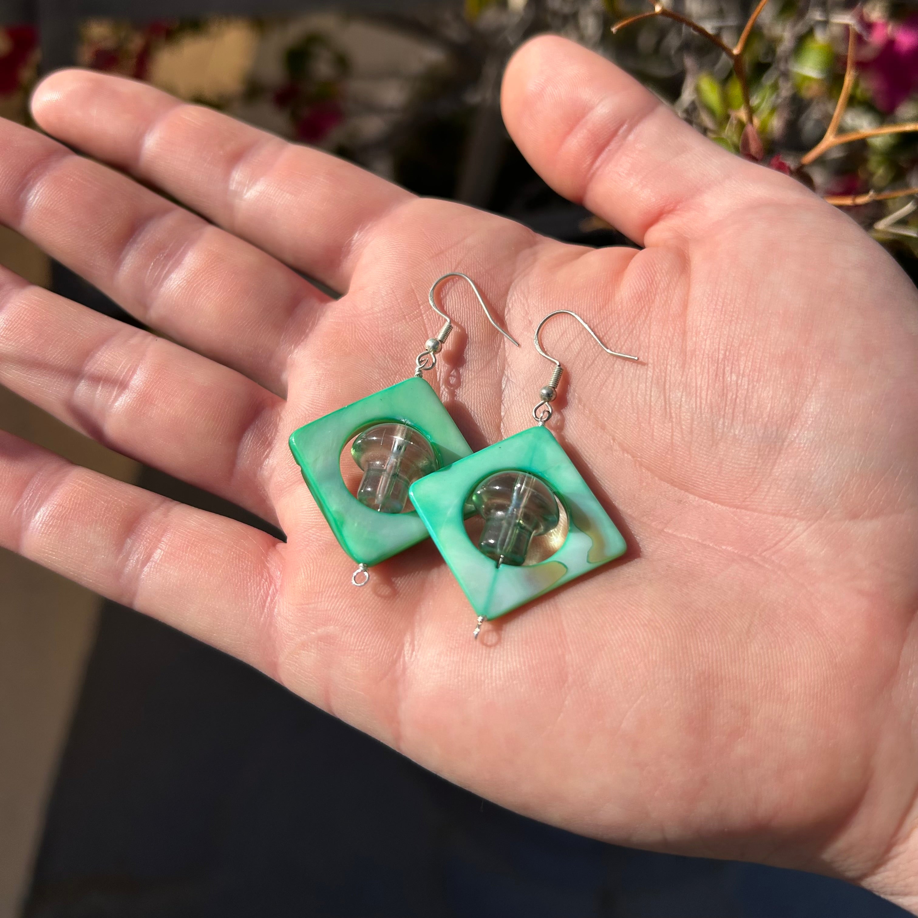 Green Mushroom Earrings