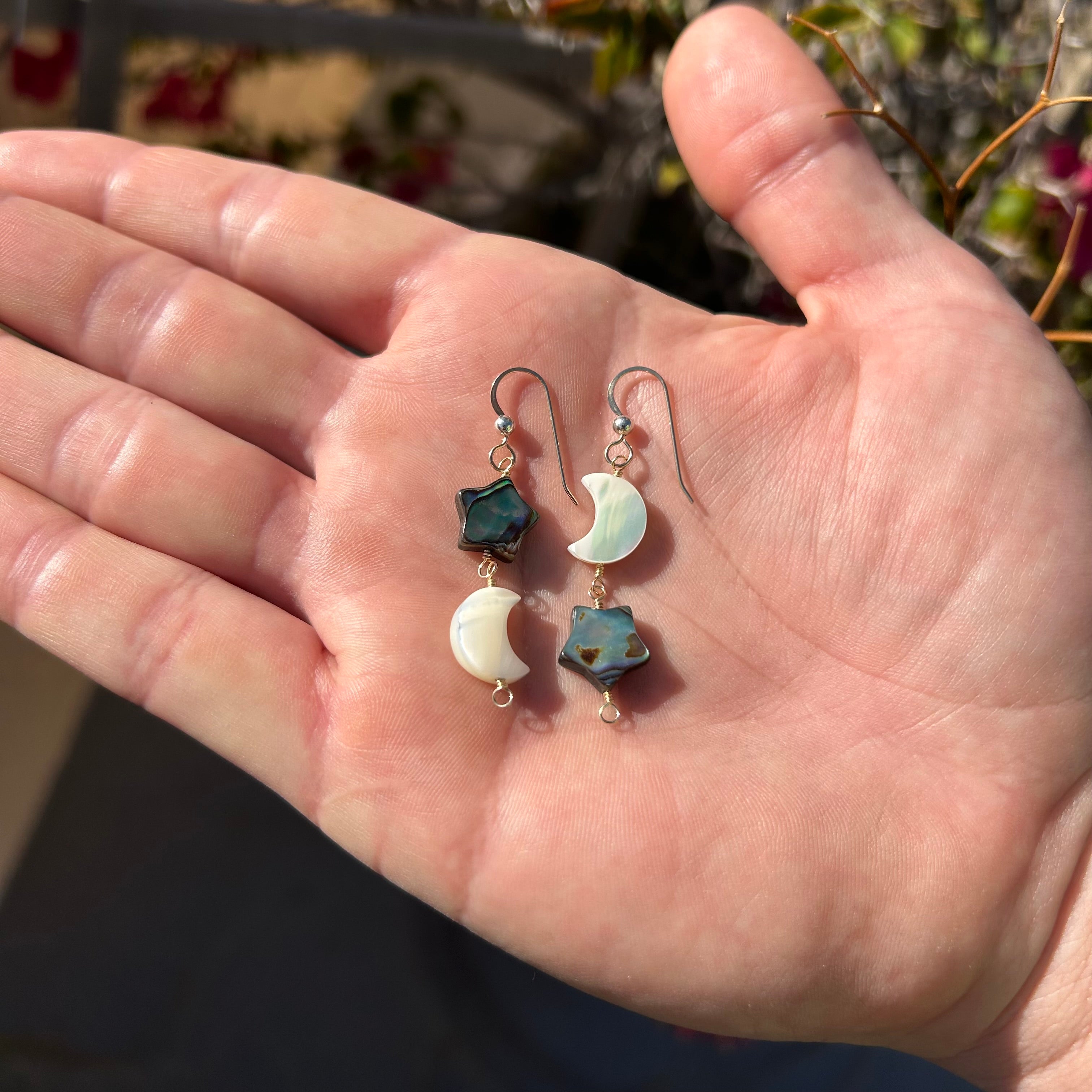Abalone Moon and Stars Earrings
