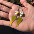 Neon Green Sea Glass Earrings