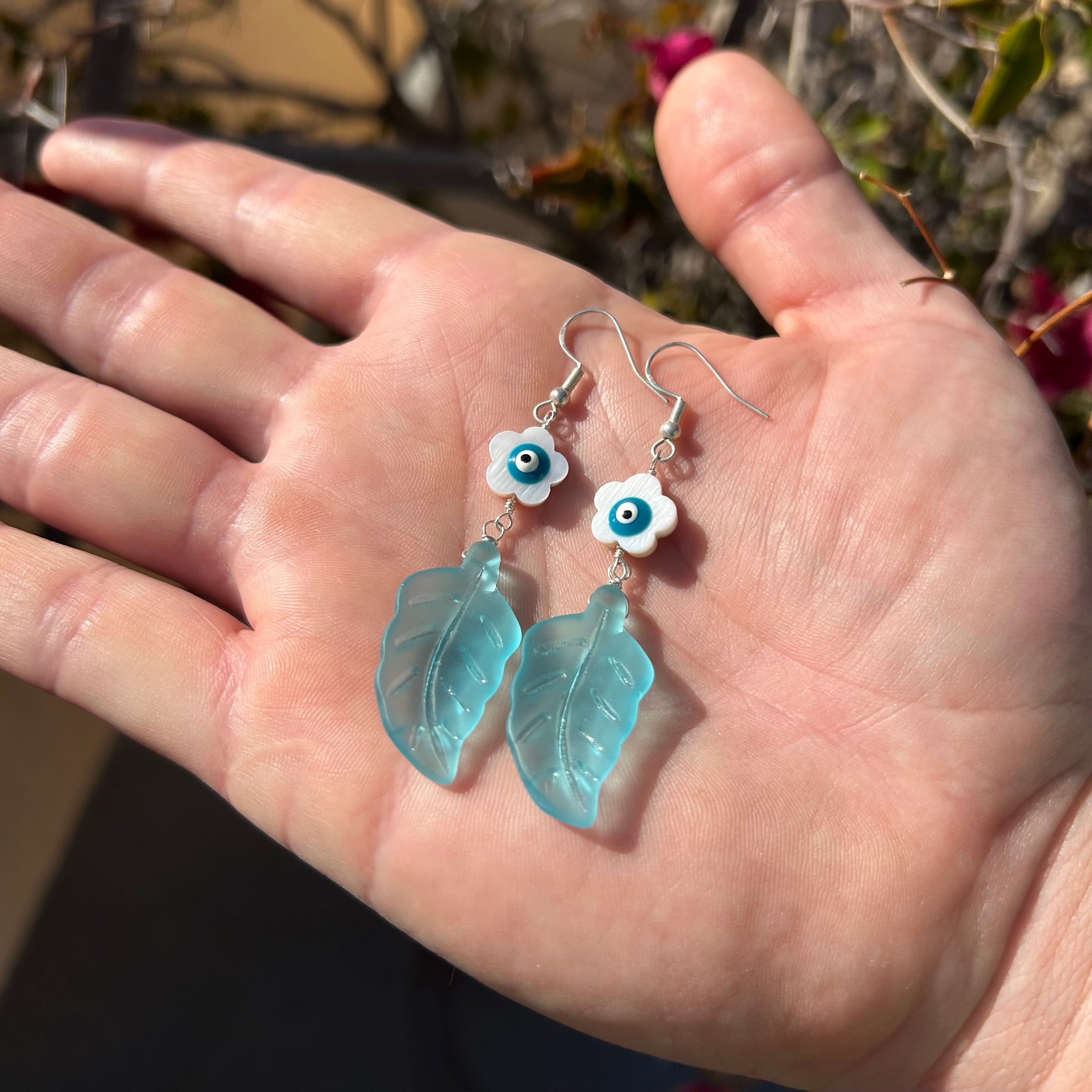 Teal Sea Glass Earrings