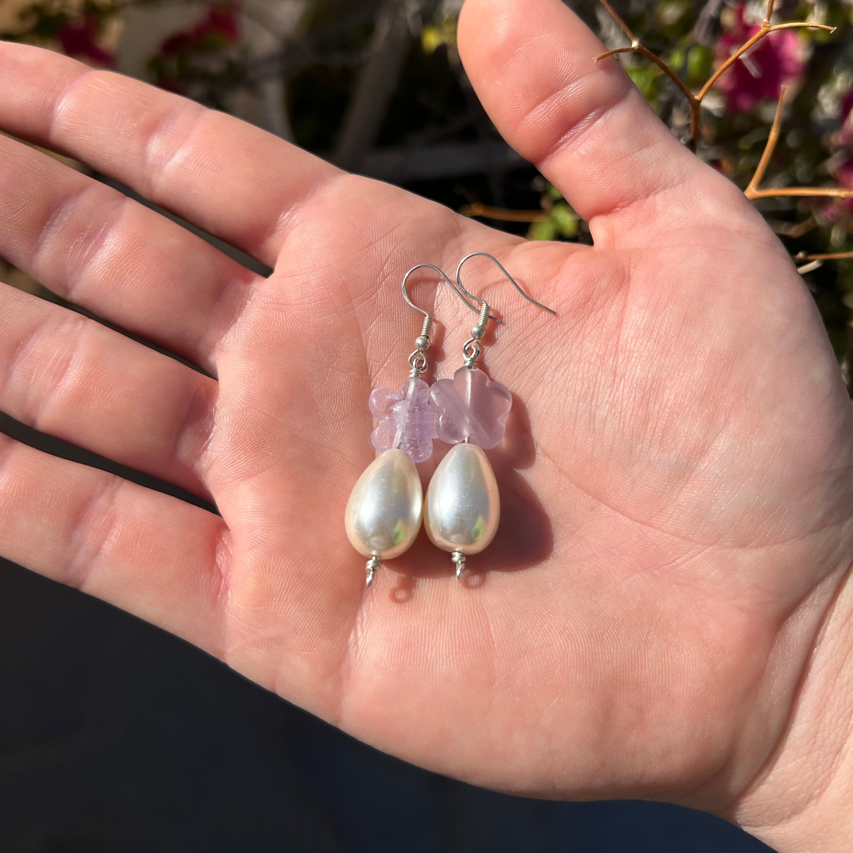Purple Flower Earrings