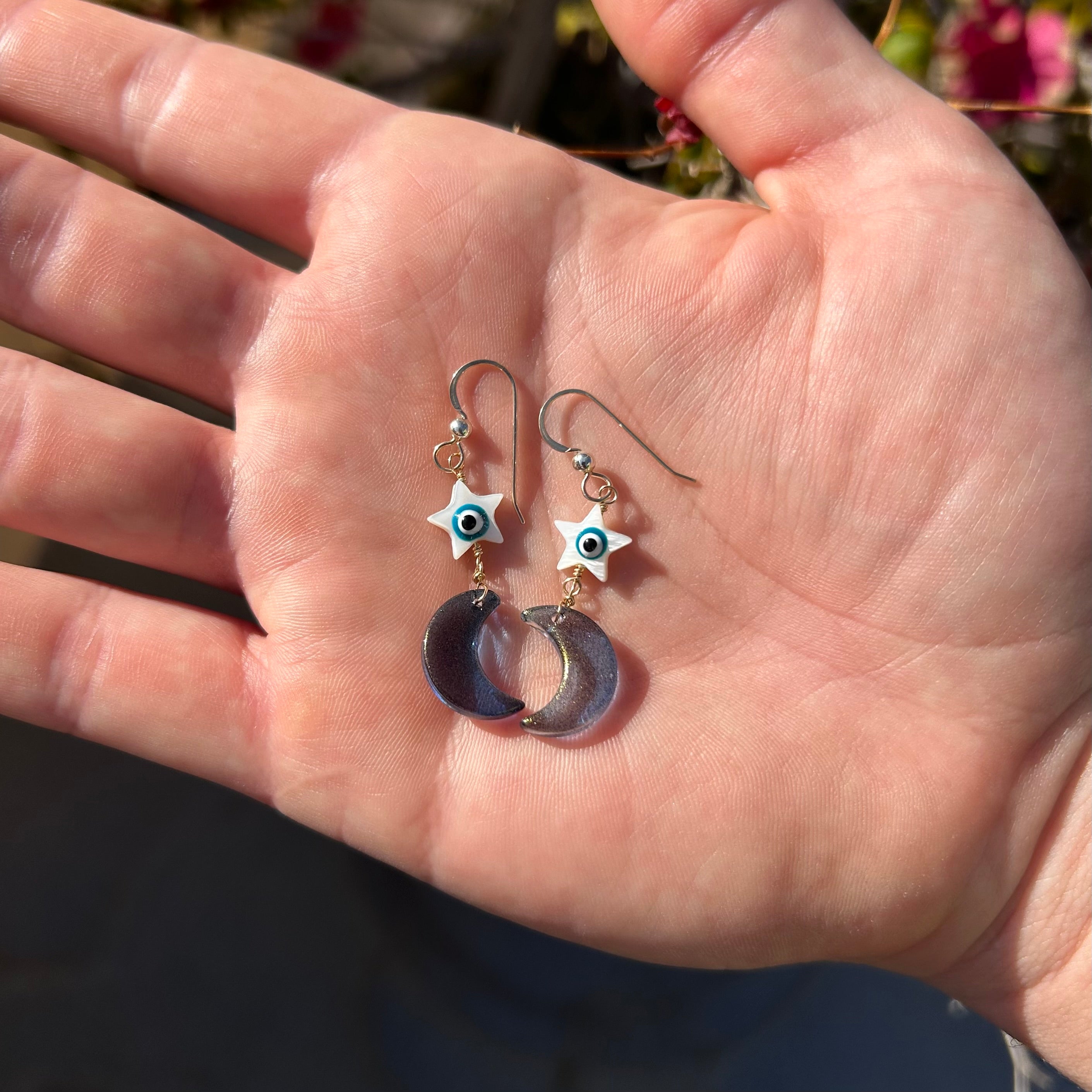Blue Moon and Stars Earrings