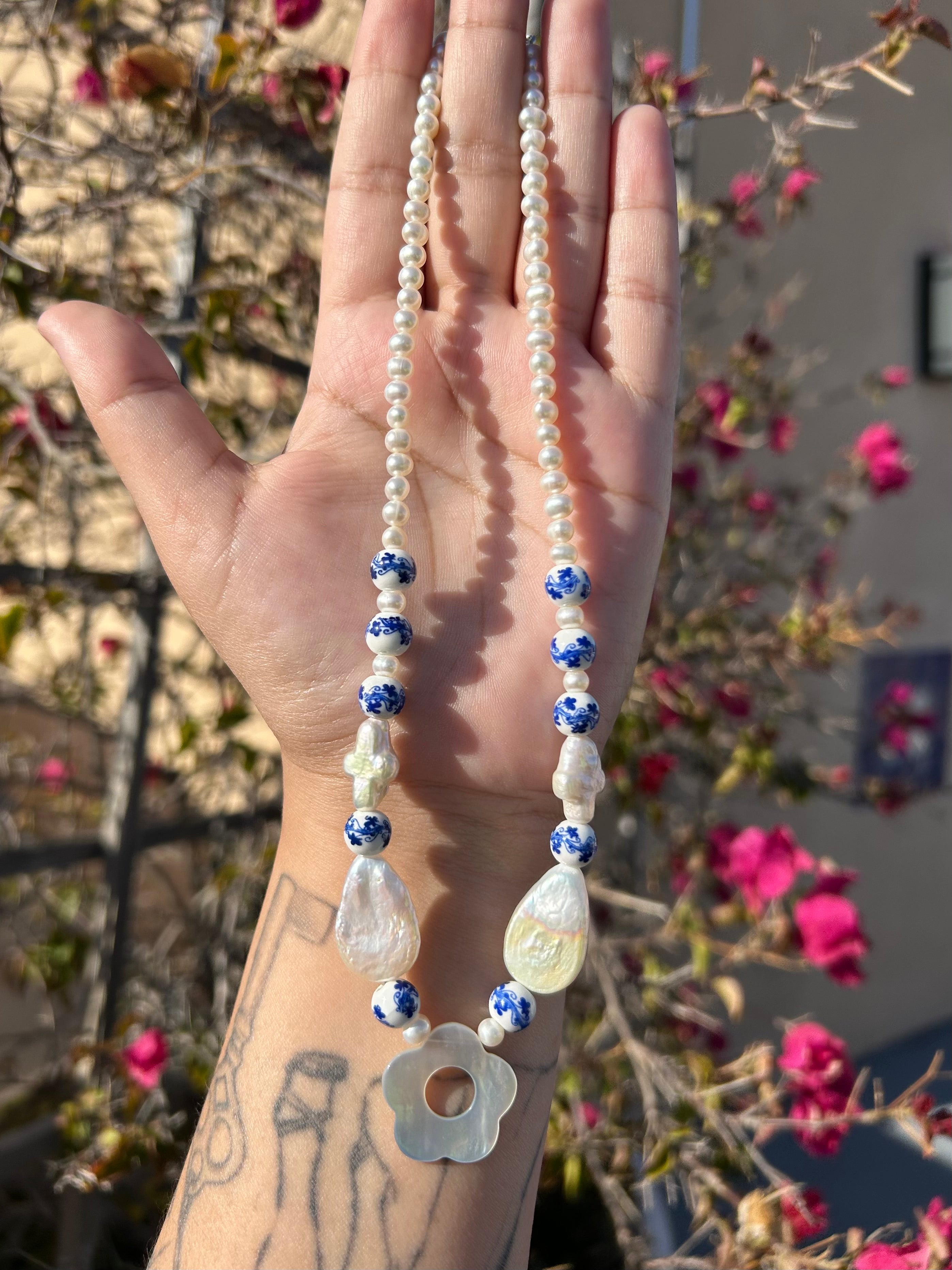 White Grecian Pearl Necklace