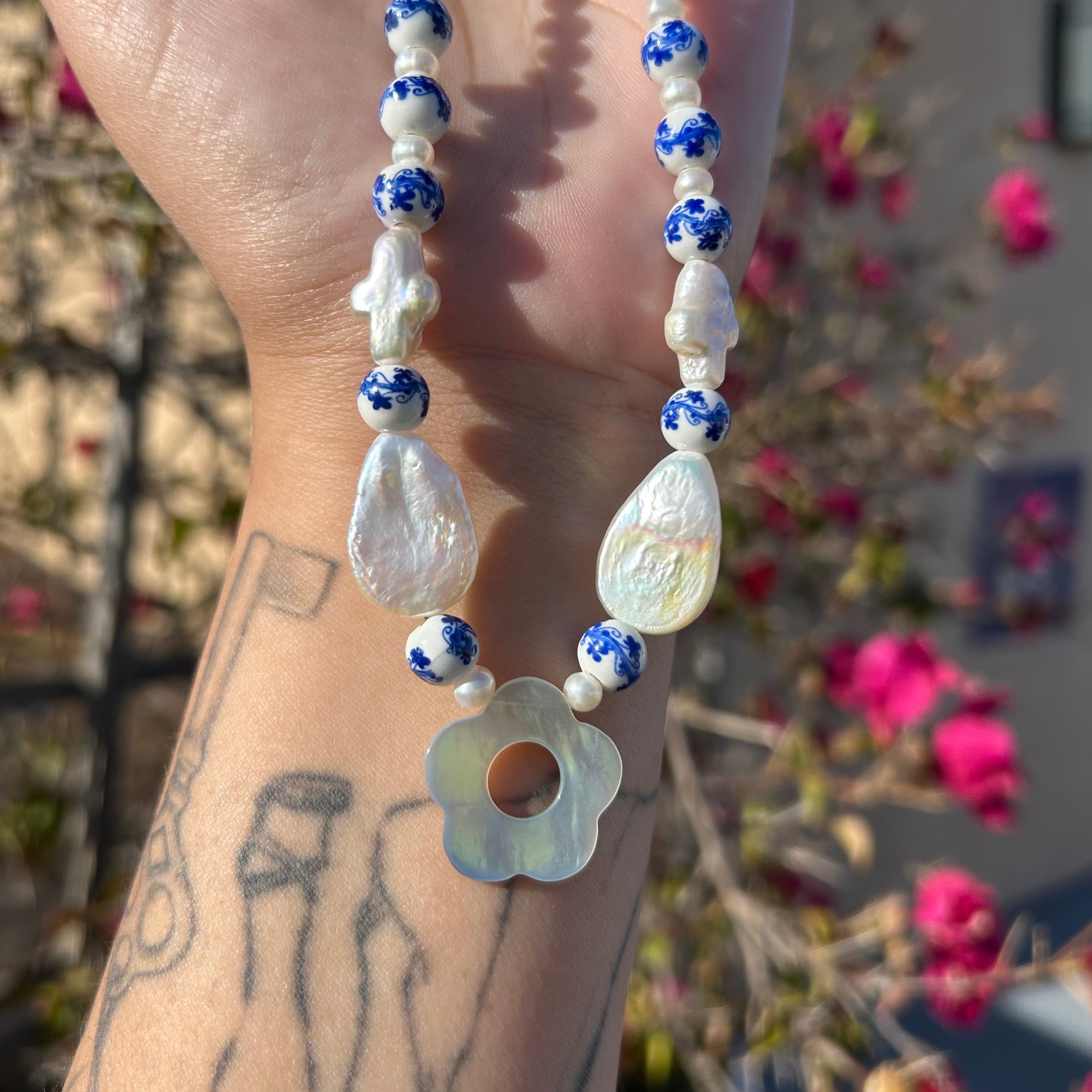 White Grecian Pearl Necklace