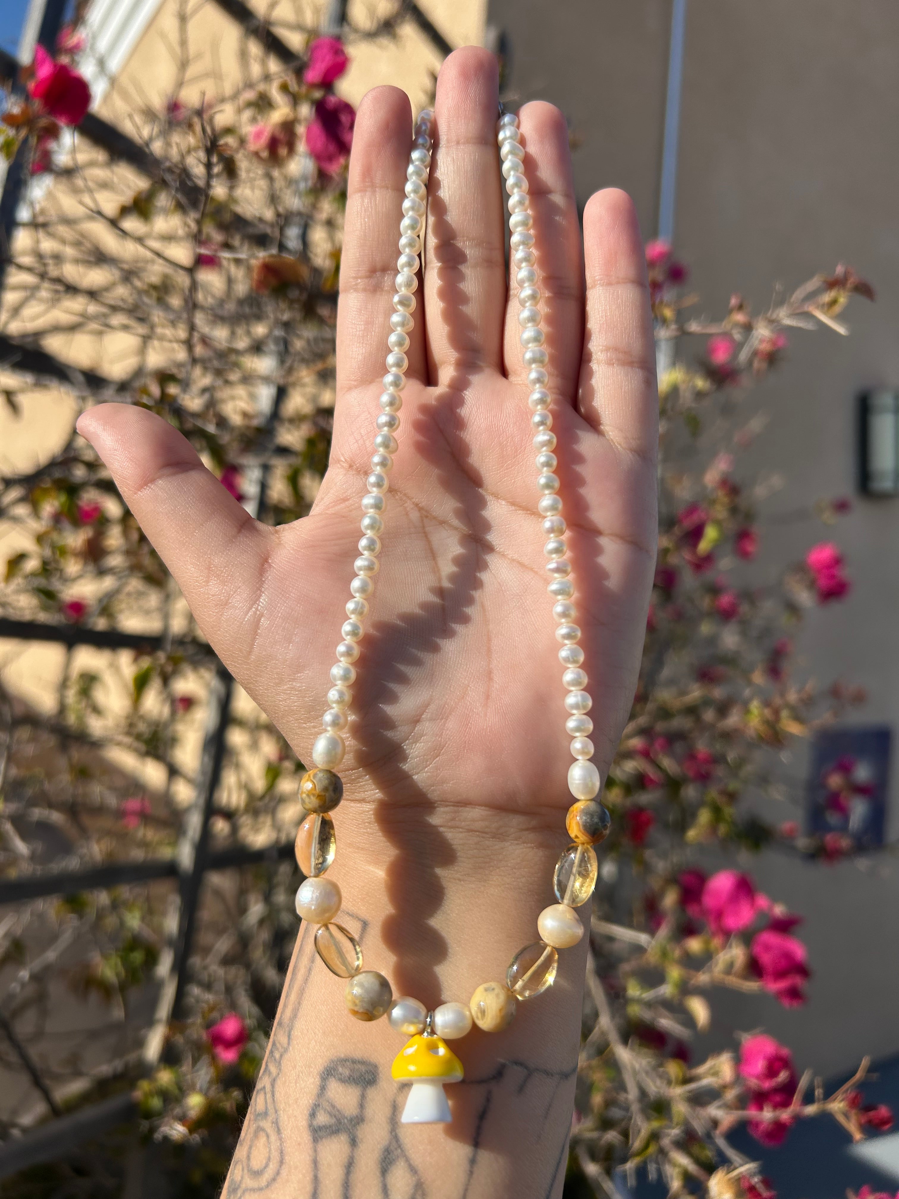 Yellow Mushie Necklace