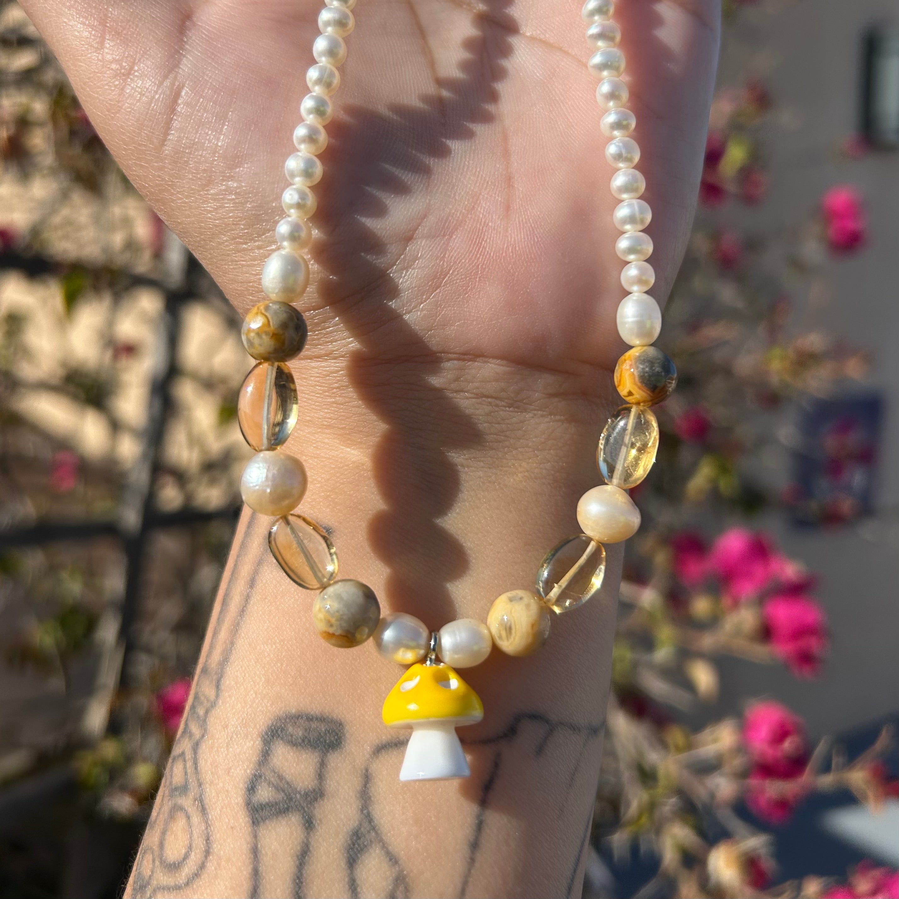 Yellow Mushie Necklace