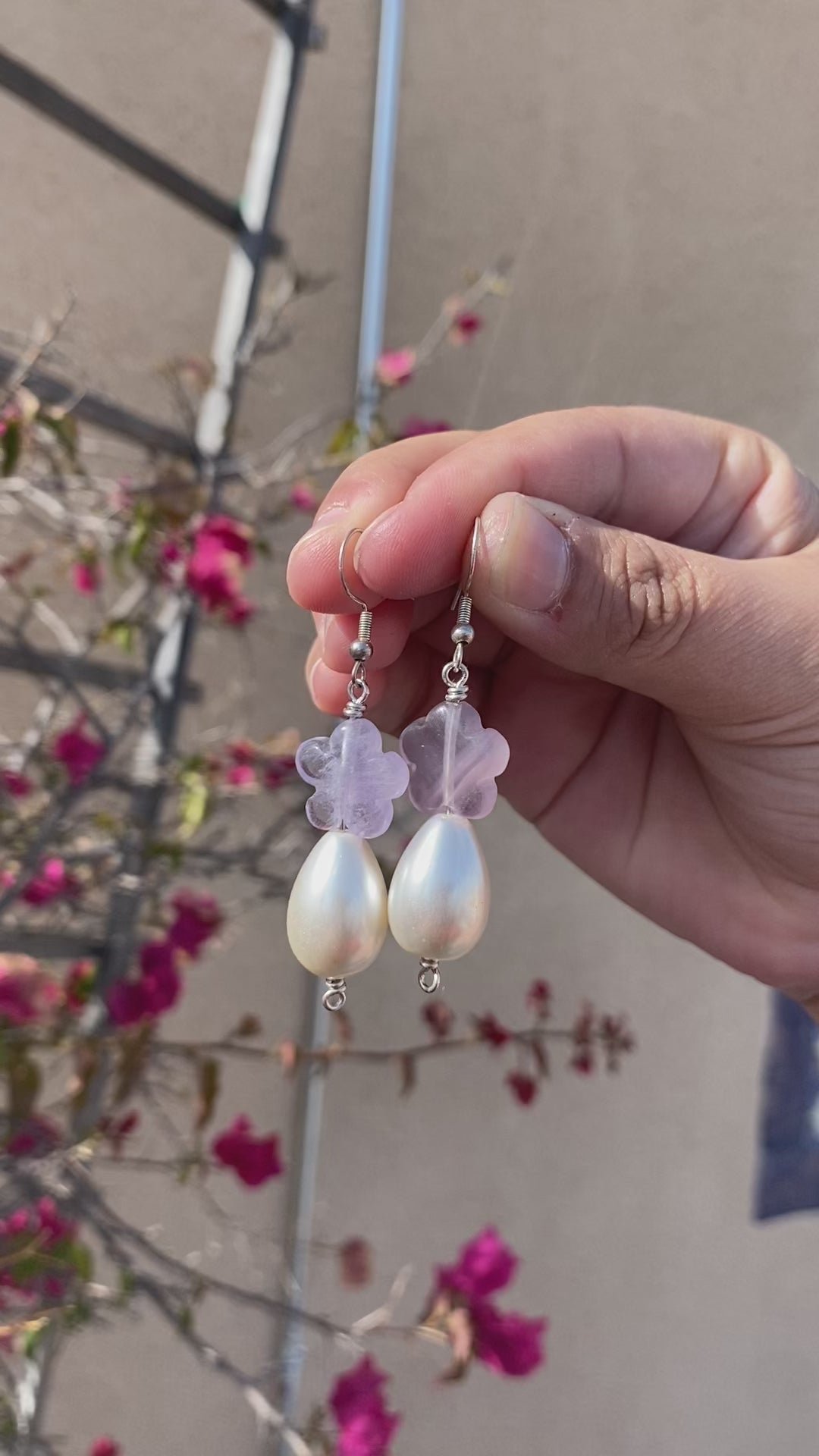 Purple Flower Earrings