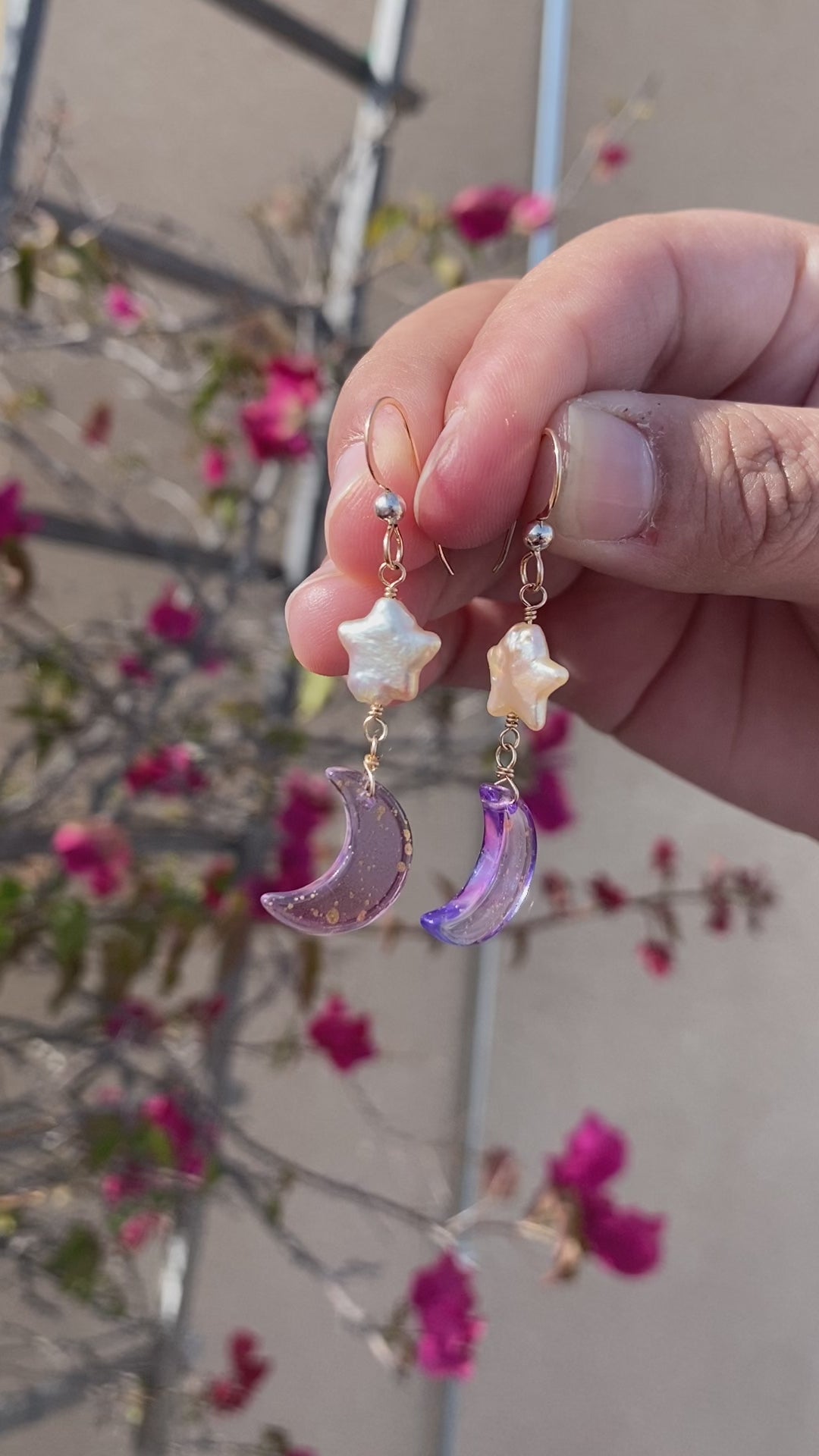 Purple Moon and Stars Earrings