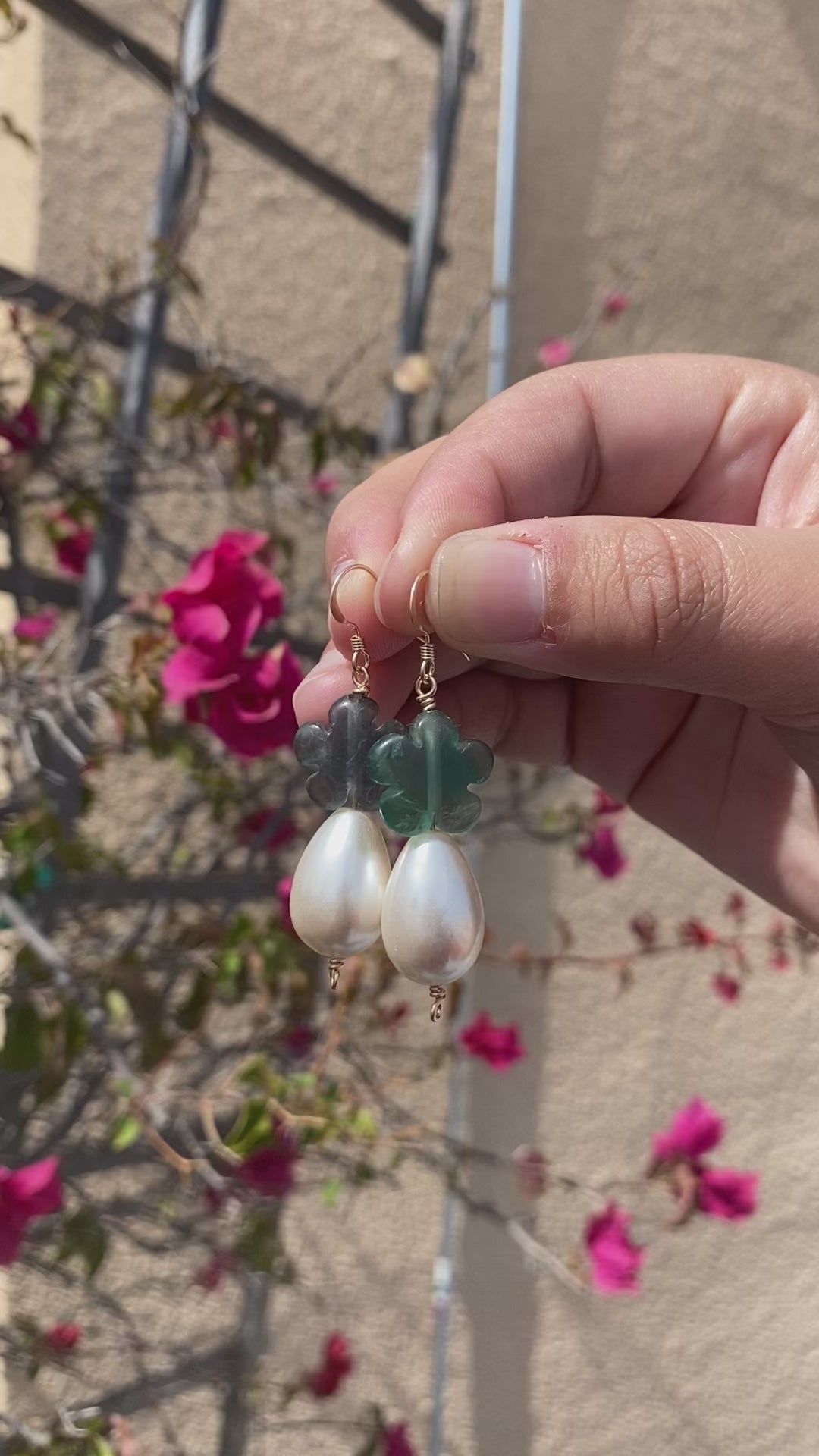 Dark Green Flower Earrings