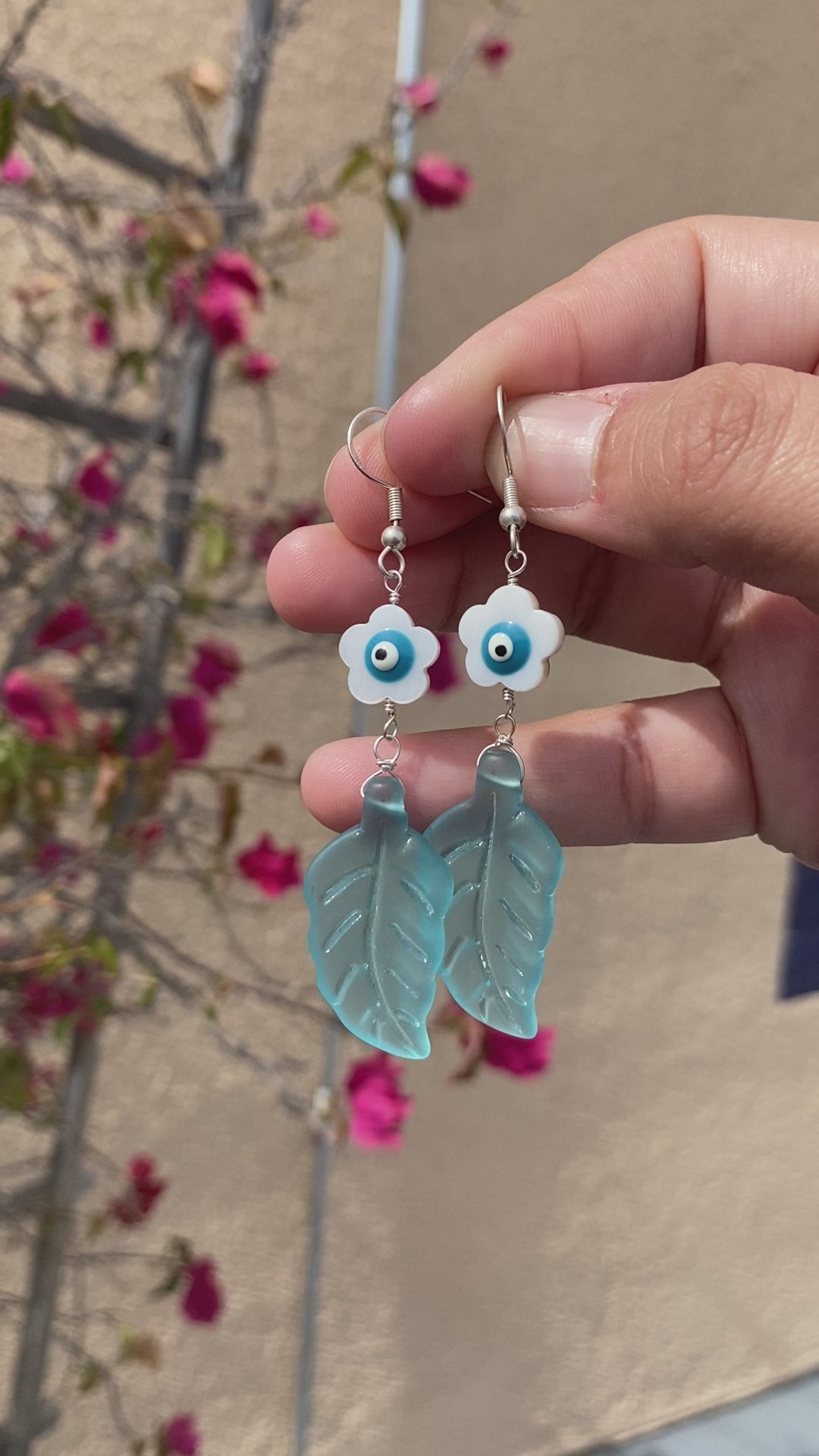 Teal Sea Glass Earrings