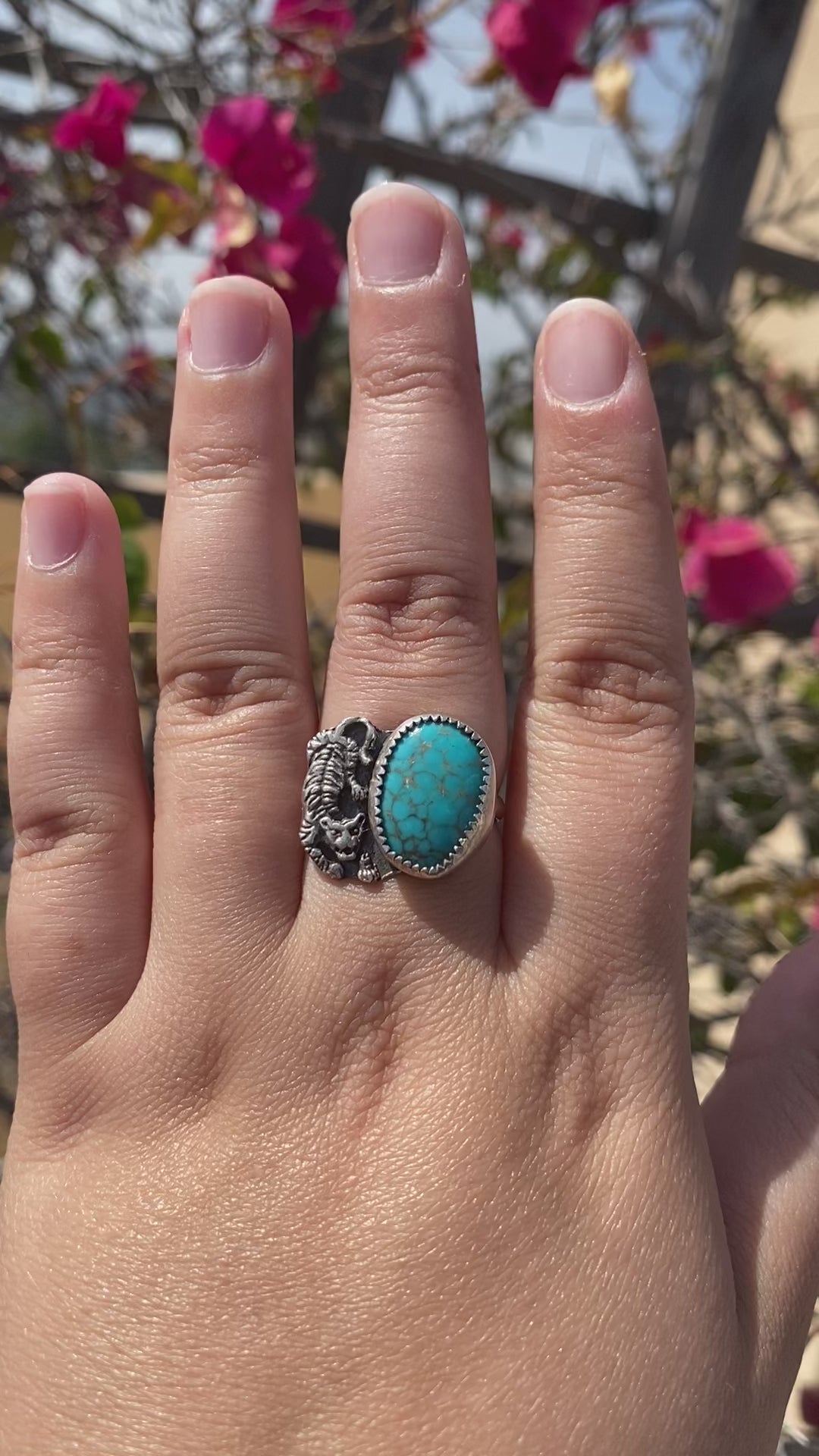 Turquoise Tiger Ring - Size 8
