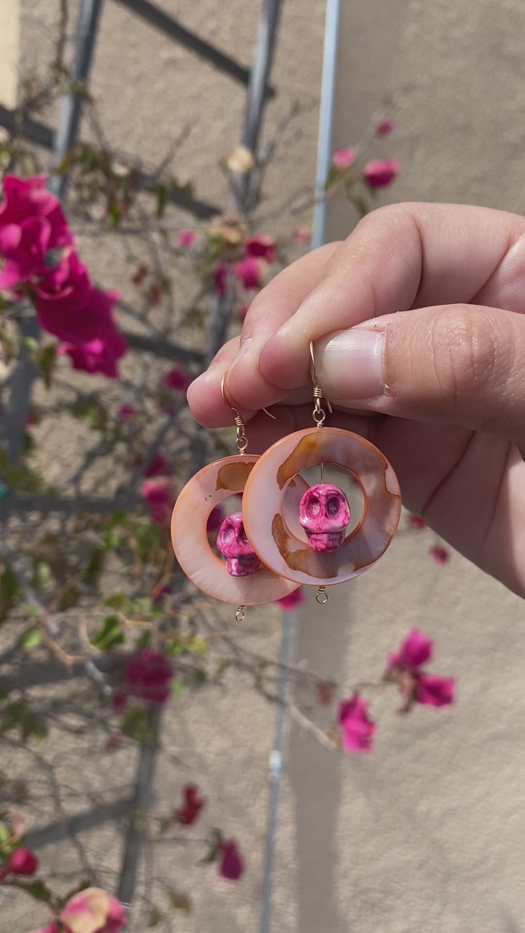 Pink and Orange Skull Earrings