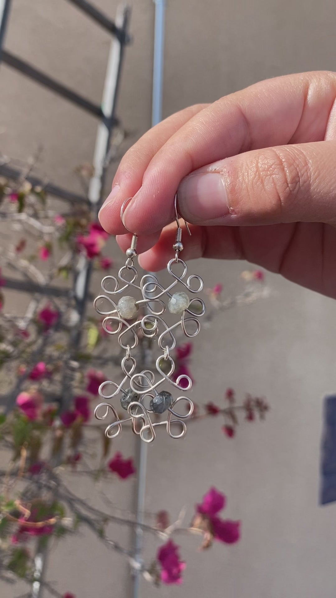 Labradorite Floral Earrings