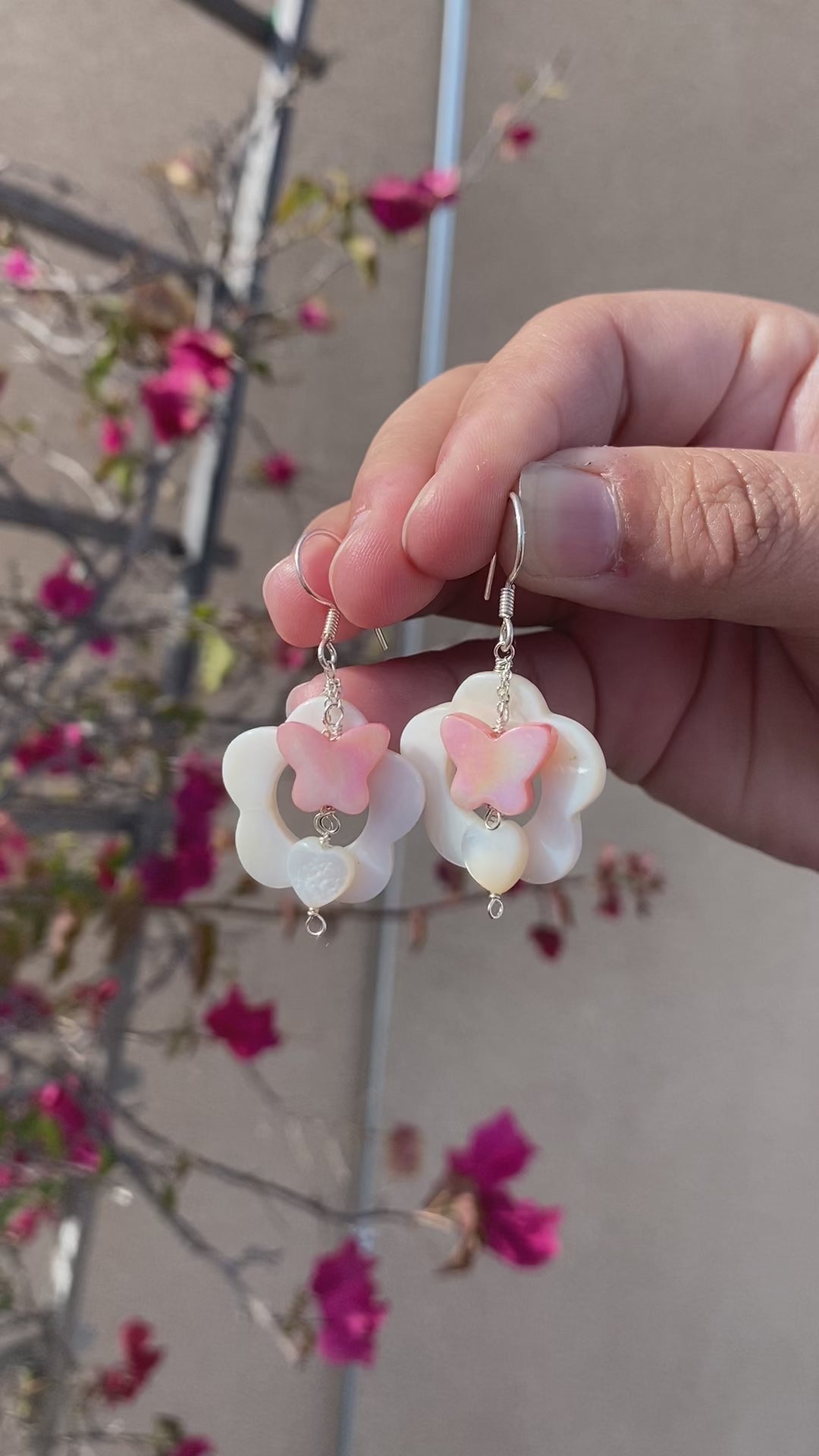 Pearlescent Floral Dangle Earrings
