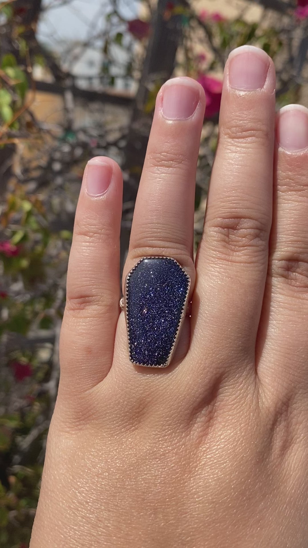 Goldstone Coffin Ring - Size 7