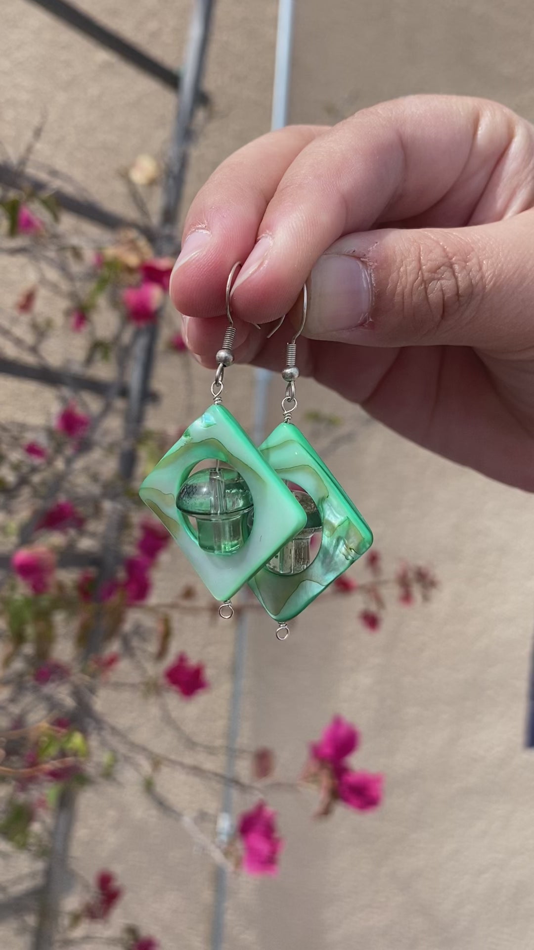 Green Mushroom Earrings